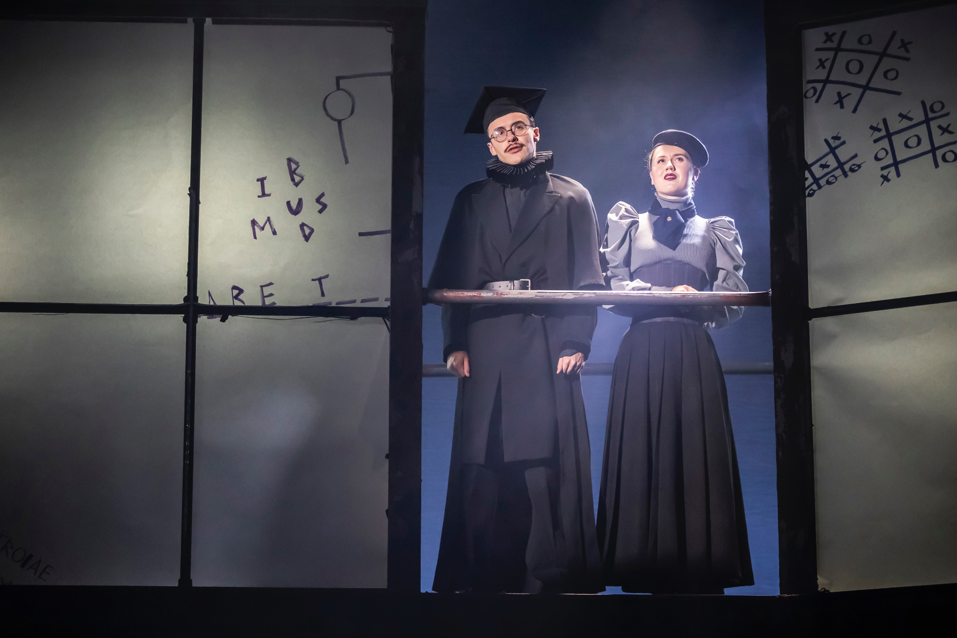 Two performers in Spring Awakening